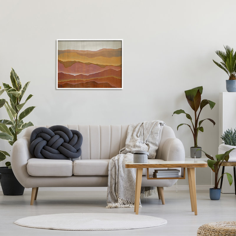«Warm Glowing Mountain Range Overlay Desert» par Liz Jardine - peinture à cadre flottant sur bois