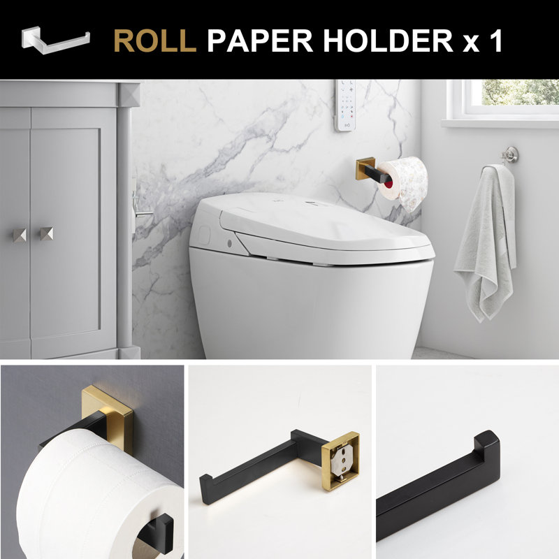 5 - Piece Bathroom Hardware Set, Black/Gold