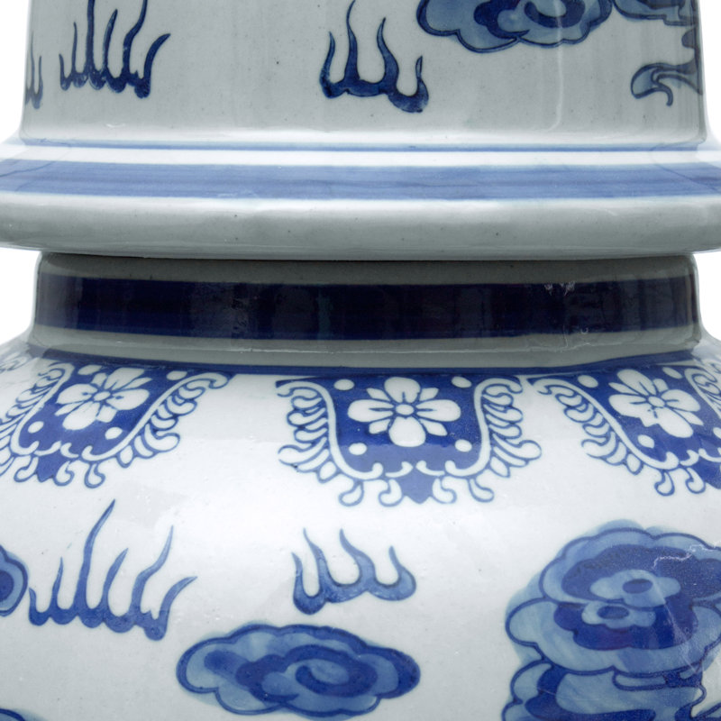 Timeless Chinese Temple Jar, Blue Dragon, 18"