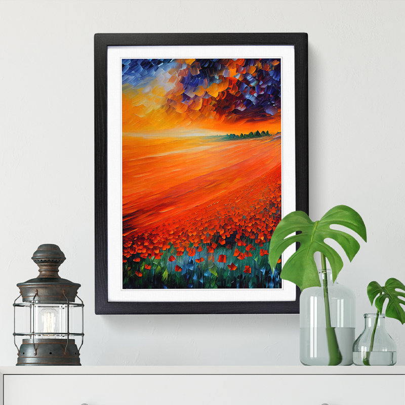 Carvajal Poppy Field Painted Vol.1 - Picture Frame Print, Black, 64cm H x 46cm W x 2cm D