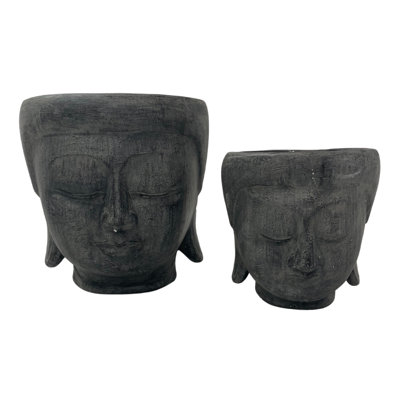 Set of 2 Buddha Head Pot