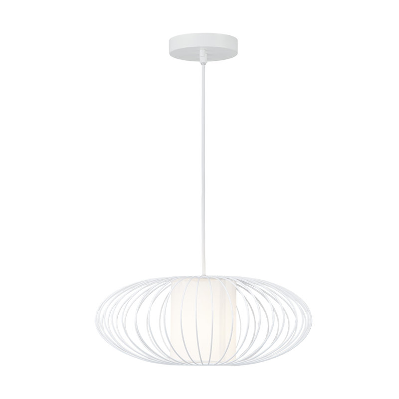 Adelheide 1 - Light Metal Unique/Statement Pendant, 6.3" H x 15.7" W X 15.7" D, White