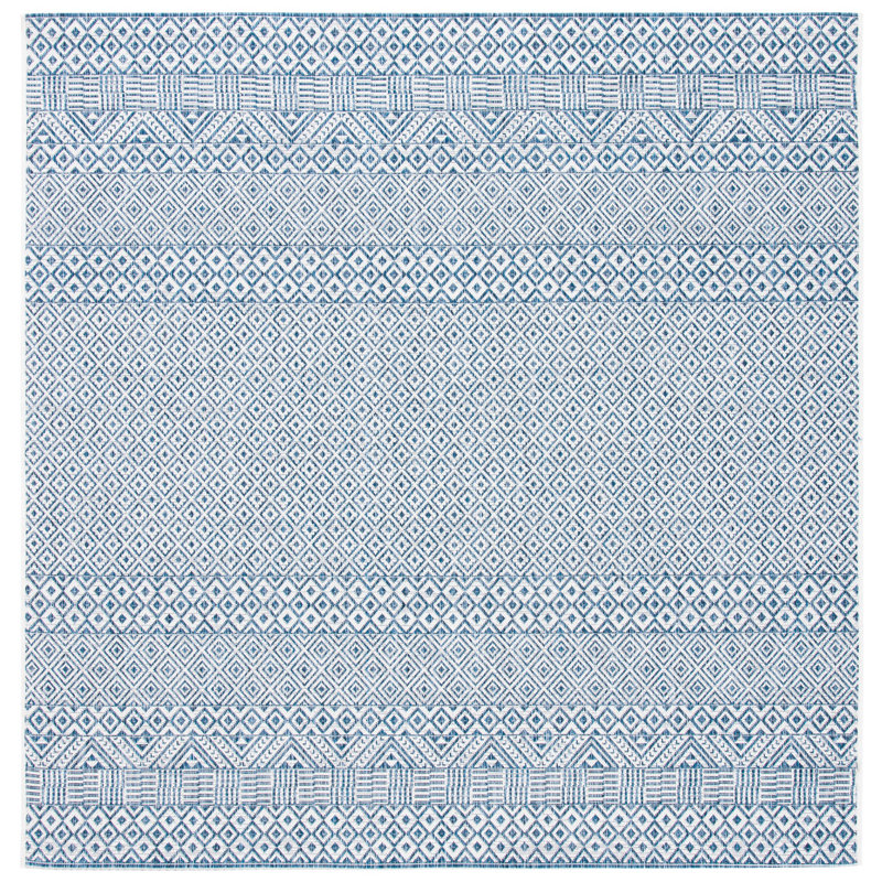Tapis d'intérieur / extérieur à motif géométrique Sisneros Performance, Carré 5 pi 3 po