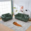 Canapé moderne 3 + 2 places avec accoudoirs roulés, canapé rembourré en chenille avec pieds en bois et garniture cloutée pour le salon, appartement, vert
