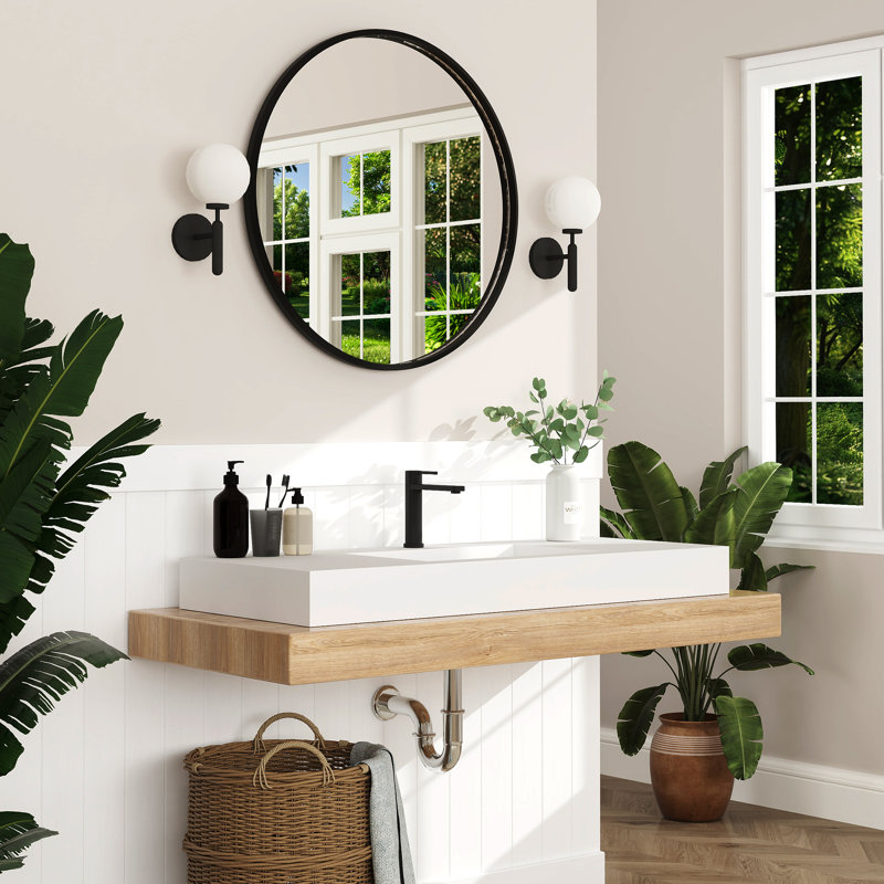 Lavabo de salle de bain rectangulaire à surface solide blanc mat 18,9 "pour hôtel, restaurant FRALIMK, Robinets monotrou