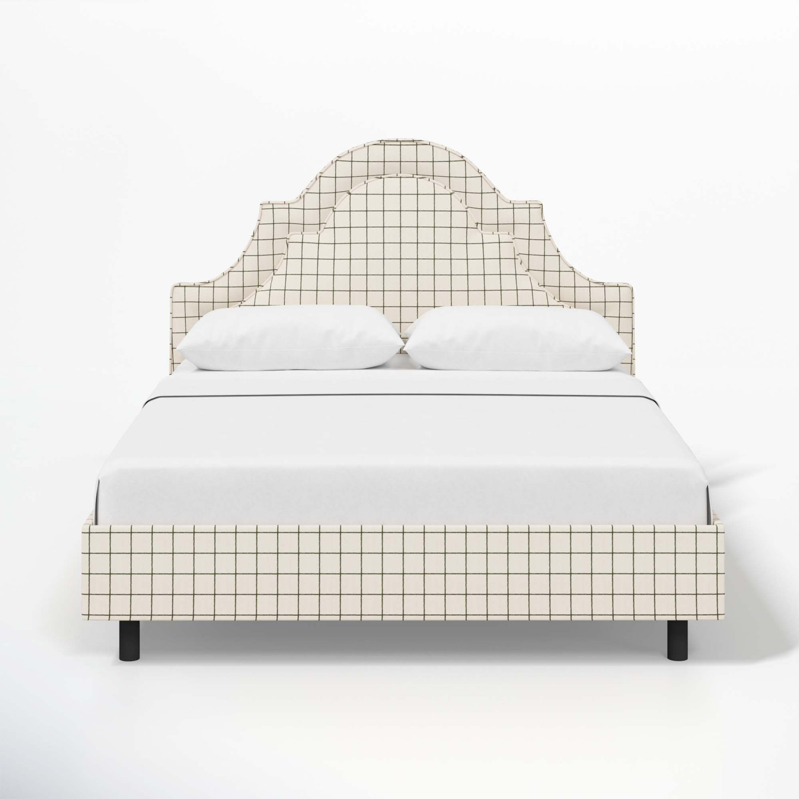 Knipe Upholstered Bed, Queen, Line Tattersall Green