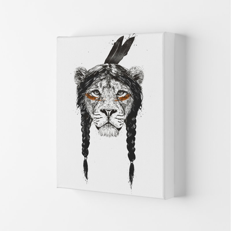 Warrior Lion by Mercedes Lopes Charro - Print, 42cm H x 29.7cm W x 4cm D, Wrapped Canvas