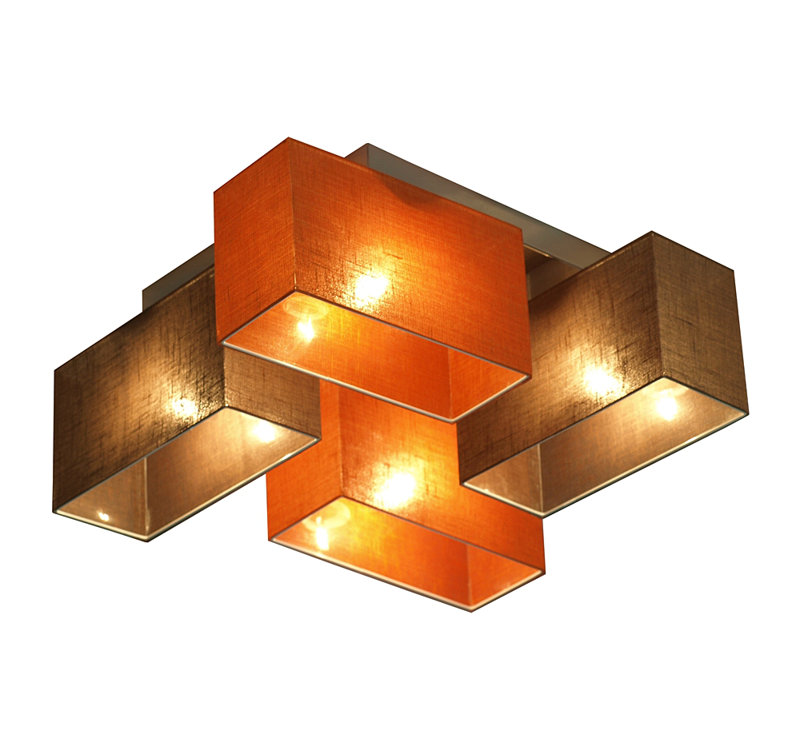 Seaton Semi Flush Mount, Dark brown, Brown/Clear orange