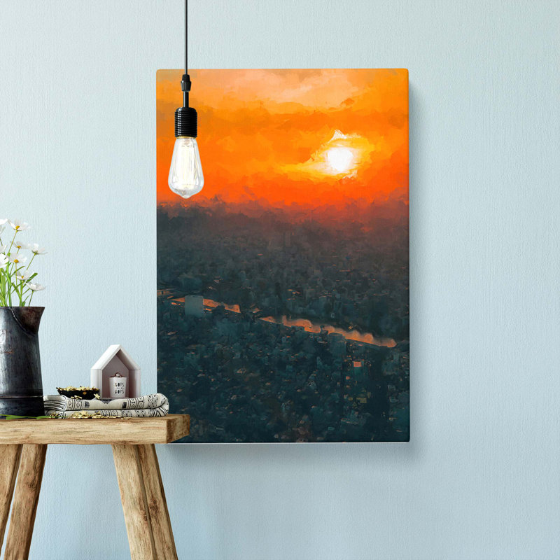 Sunset Over Tokyo In Abstract - Wrapped Canvas, 76cm H x 50cm W x 3cm D