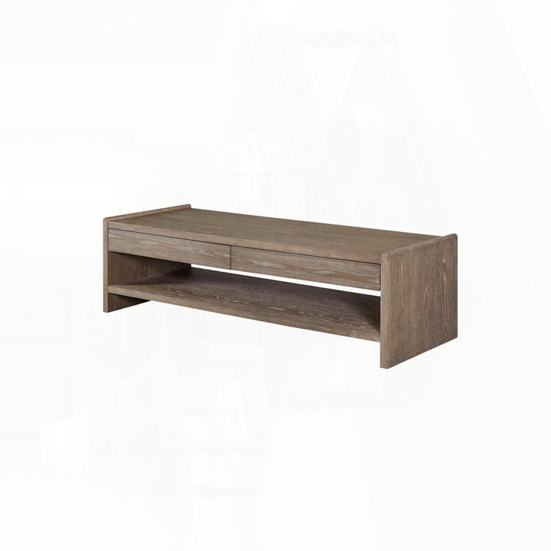 Table basse à 2 tiroirs avec plateau en bois - cacao