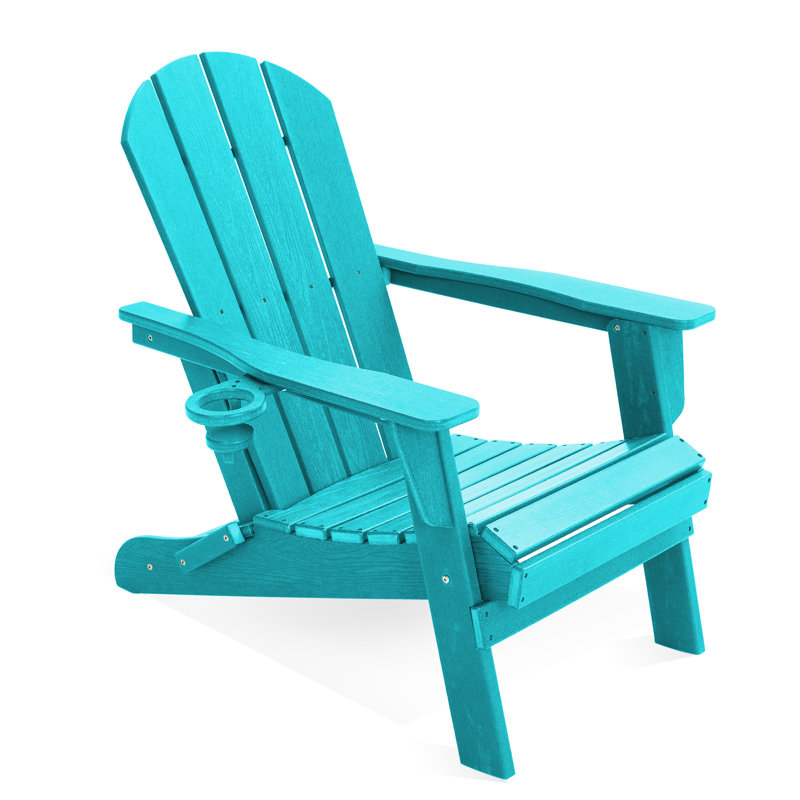 Ergonomically designed resin folding Adirondack chair, Peacock Blue
