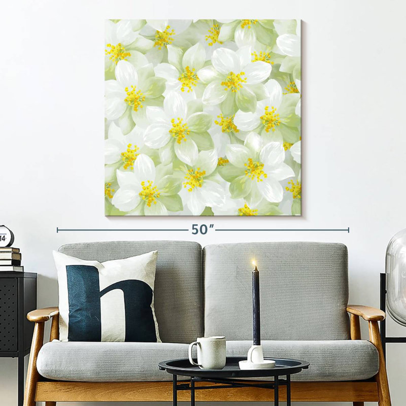 Fleurs de jasmin blanches, H 33 po x l 33 po