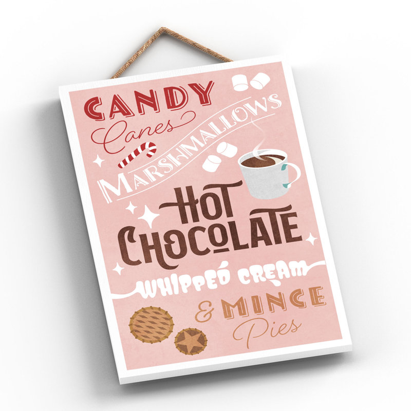 Xmas Candy Canes Wooden Plaque, 28.5cm H x 18.5cm W x 0.9cm D