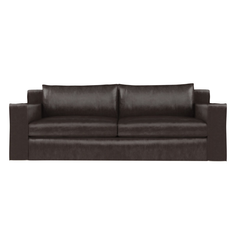 Causeuse Mulberry, Cuir rétro chocolat, H 33 po x l 72 po x p 45 po, Patiné