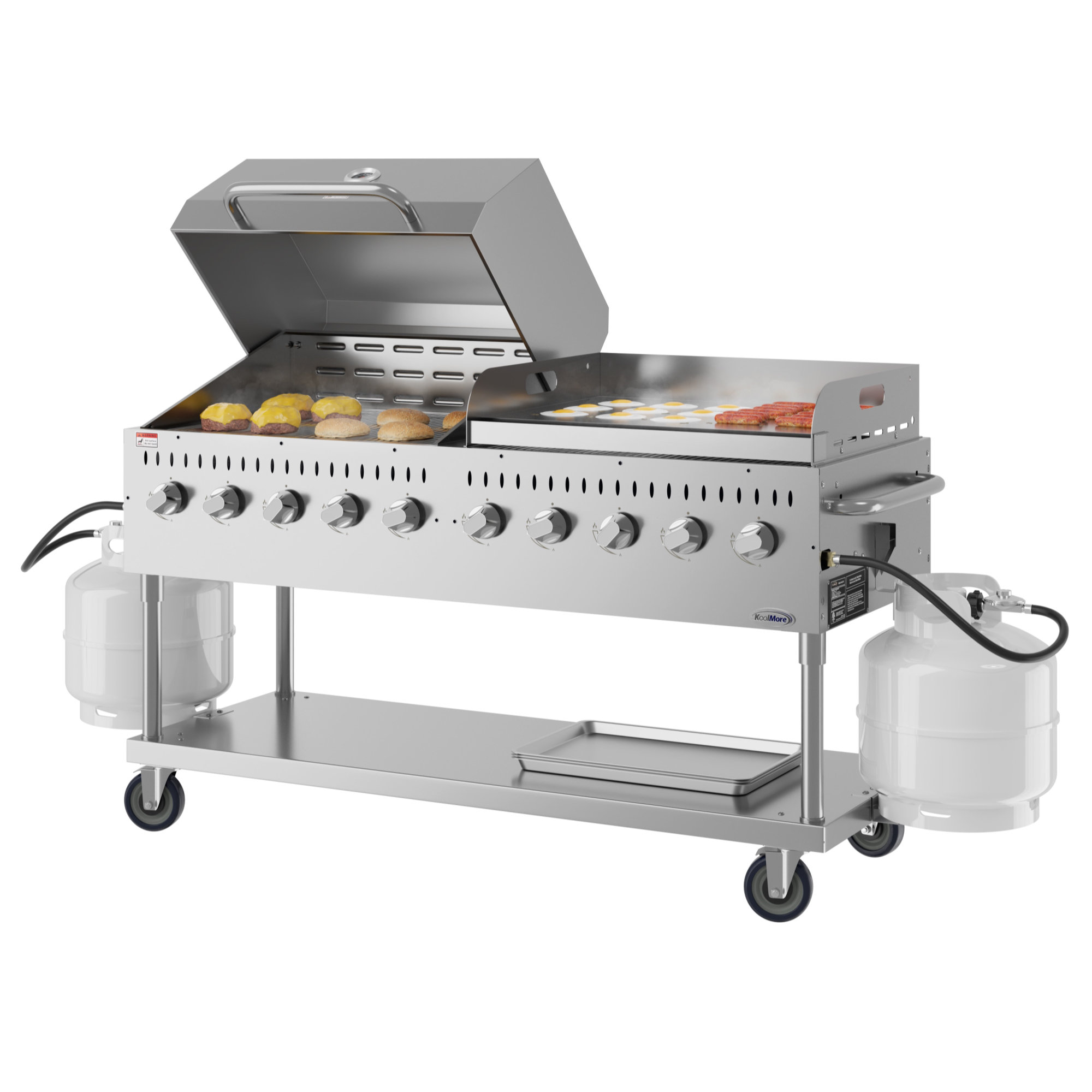 KoolMore 72 in. 10-Burner Commercial Outdoor Propane Gas Grill With 36 ...