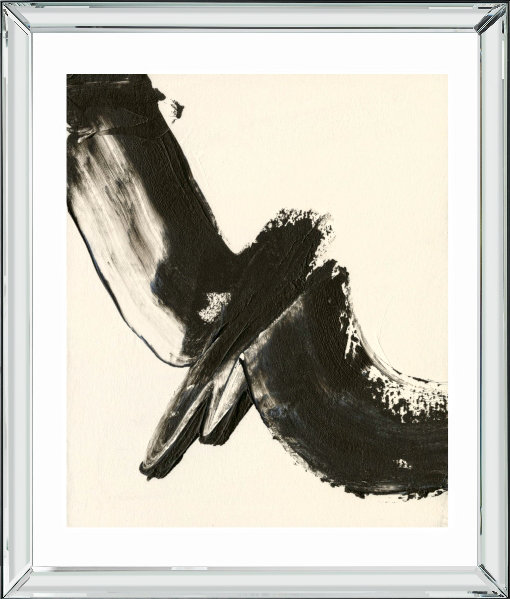 Black Expression I Abstract - Single Picture Frame Print, Bevelled Mirror, 172.72 cm H x 144.78 cm W