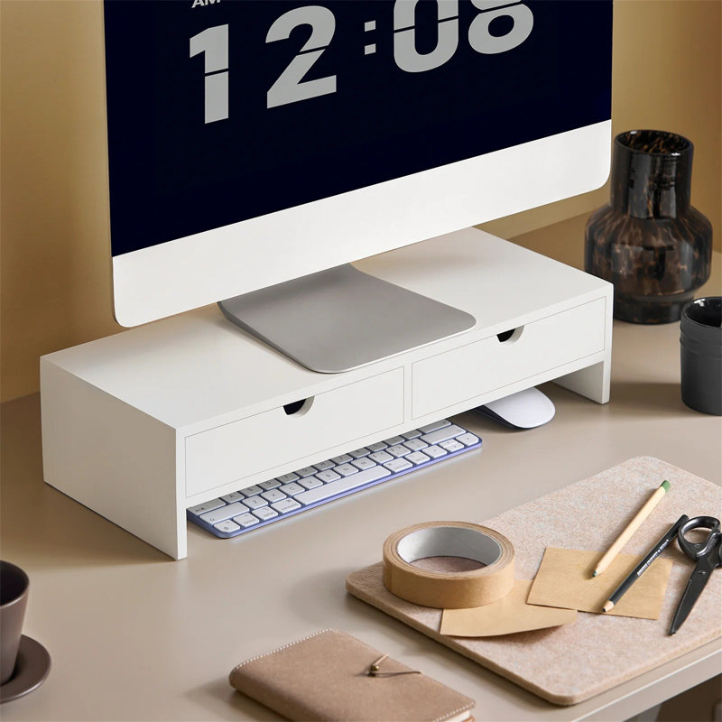 Manufactured Wood Monitor Stand, White