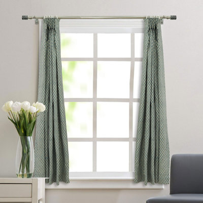 Fabdivine Floral Block Print Curtains 27X102" – Handmade Linen Drapes, Pinch Pleated, Soft Boho Blackout, Elegant Home, Office, Bedroom, Kitchen, Patio & Farmhouse Décor, Haryali, Blue
