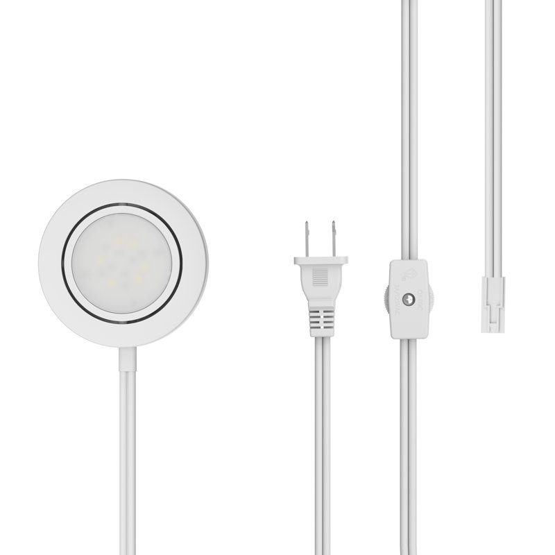 White Swivel and Dimmable LED Puck Light Kit