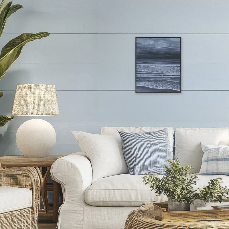 Giclée encadrée de Dramatic Sea Dark Coast, design par Grace Popp, H 14 po x l 11 po, Giclée encadrée noir minuit