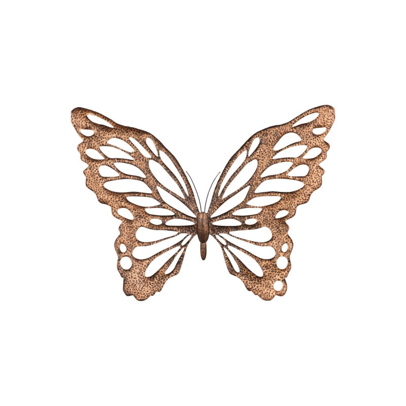 Butterfly Wall Art, Copper/Black, Metal, 30" H x 39" W x 1" D
