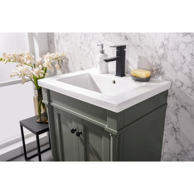 Ensemble de meuble-lavabo simple 24 po Malpass, Étain, vert