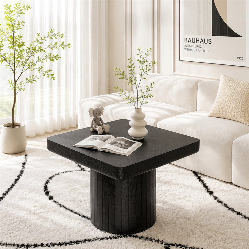 Table de bout moderne en placage de bois massif 23,6 po