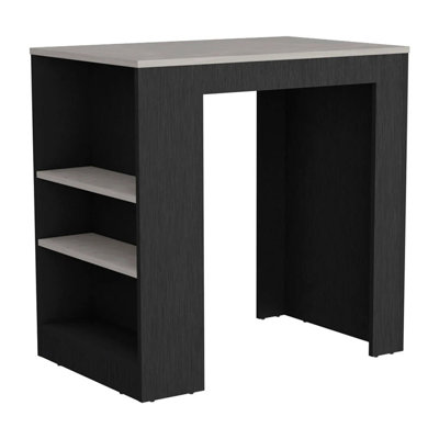 Highlands Kitchen Island With Storage Base In Black And Ibiza Marble
