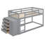 Lit superposé simple au-dessus de simple avec 4 tiroirs, 3 tablettes et construction en pin massif pour un gain de place et de durabilité-881558836-881558837
