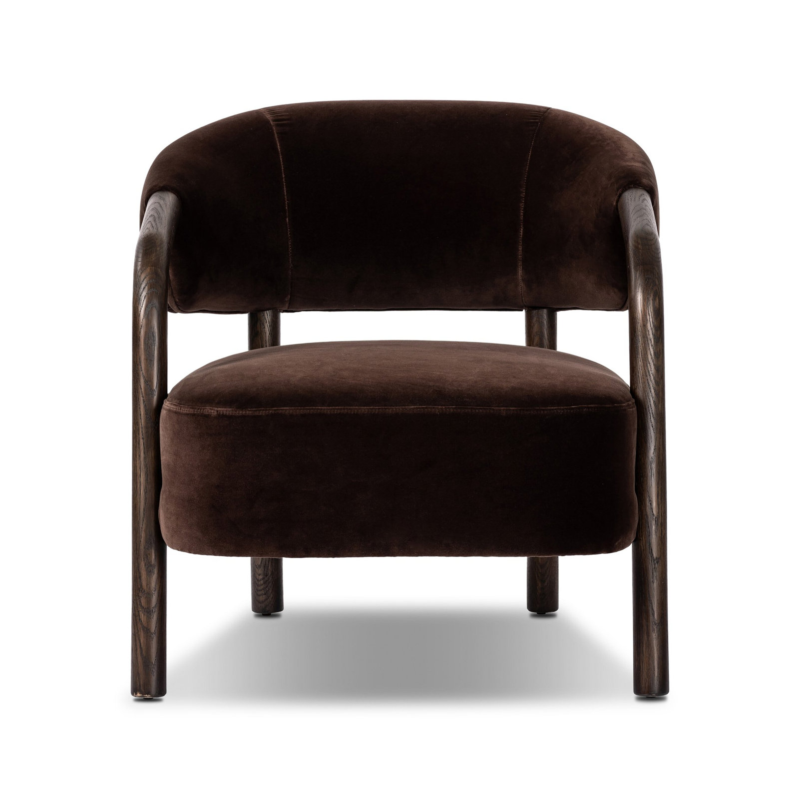 Citrine Shearling Upholstered Armchair, Warm Oak, Surrey Cocoa Performance Velvet