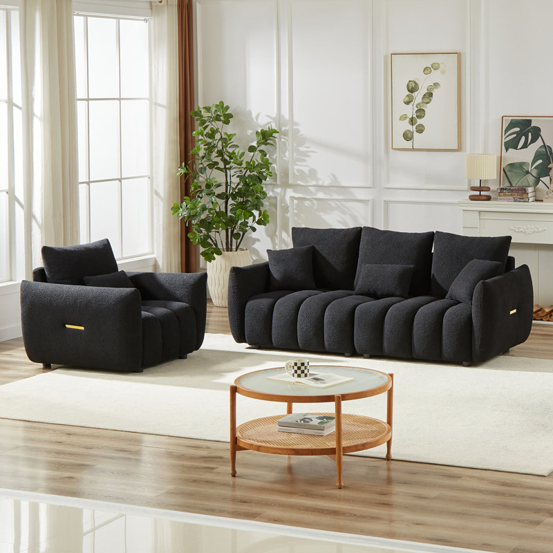 Ensemble de conversation en tissu Entwisle, Noir, noir, noir, noir