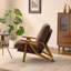 2 pièces Chaise d'appoint rembourrée en chenille avec dossier réglable à 5 positions, accoudoirs en bois d'hévéa, chaise de loisir d'intérieur-1478004816