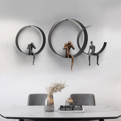 Modern 3D Artistic Figure Metal And Resin Wall Decor In Black
