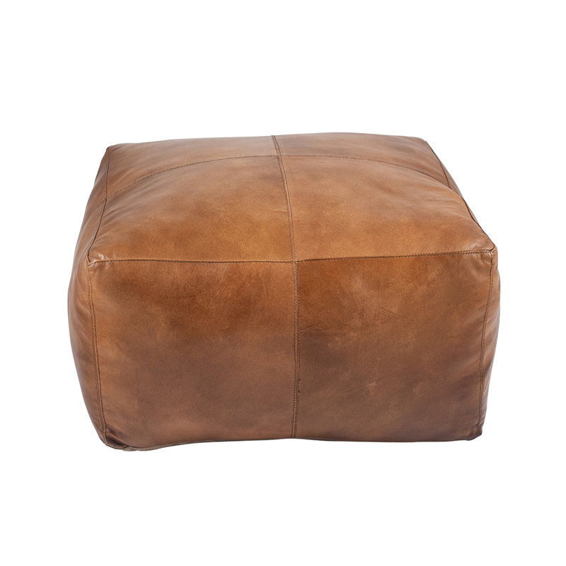 Chunn 60cm Wide Square Solid Colour Pouffe Ottoman, Natural Tan