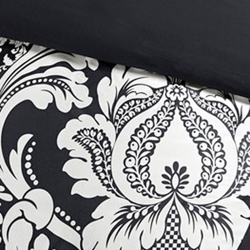 Édredon 7 pièces en coton noir - pour très grand lit, Édredon de très grande taille et 6 pièces suppl, Black
