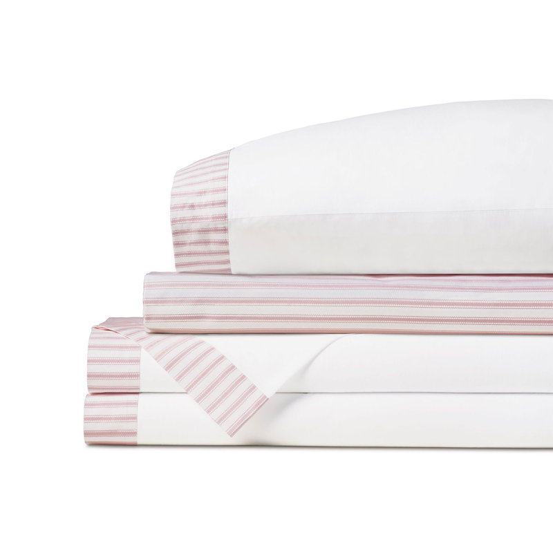 Ensemble de draps Blass Ticking By Alexa Hampton, Ensemble de draps pour très grand lit californien, Pétale