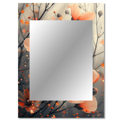 Orange Grey Sunset Splendor Fairies - Flowers Decorative Wall Mirror, Traditional Large Mirror, Printed Metal Art