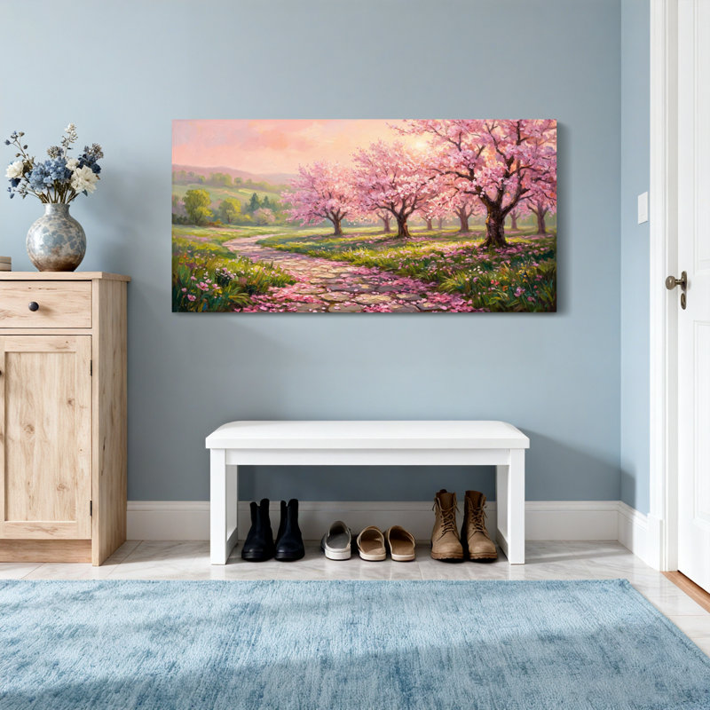 Scénario et paysages urbains Cherry Blossom Path Spring Landscape, H 28 po x l 58 po