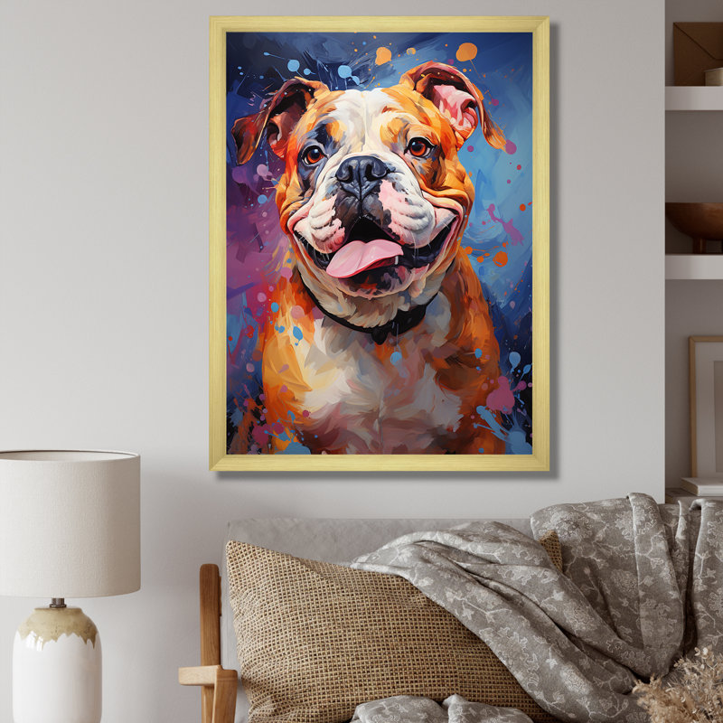 Bulldog Boldness I sur toile, H 44 po x l 34 po x P 1,5 po, Cadre doré simple