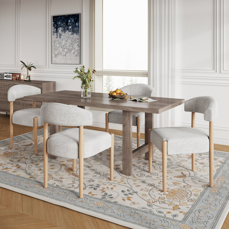 Upholstered Side Dining Chair (Set Of 2), Beige/Brown