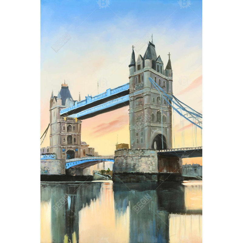 Coucher de soleil sur le pont de Londres | Décoration sur toile encadrée