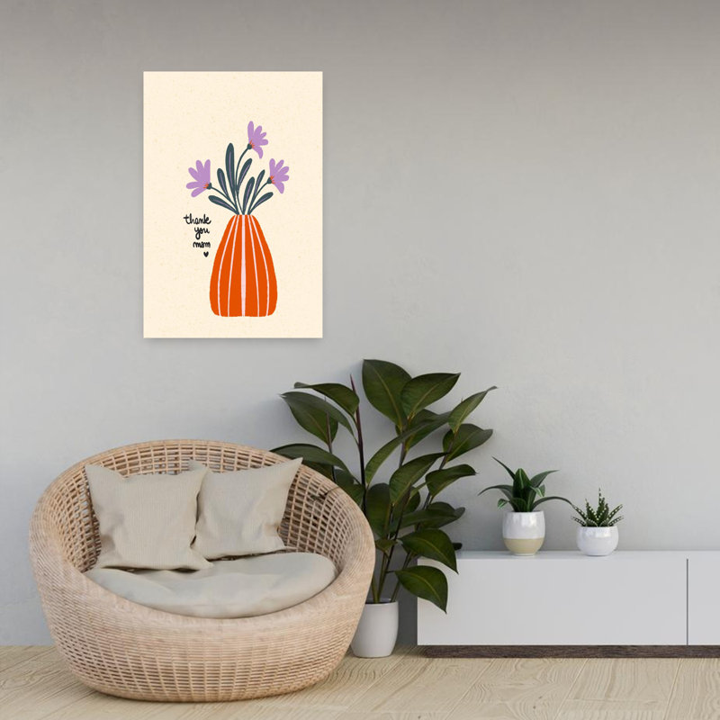 Thank You Mom Modern Flower, art mural, H 24 po x l 16 po