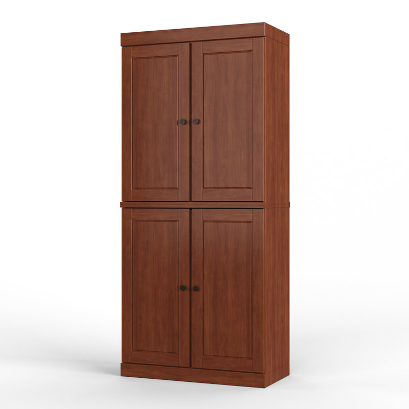 Armoire de cuisine haute 100% en bois massif avec portes et 2 tiroirs Bryani, tablettes réglables, armoire de rangement modulaire, l 32 po x H 71,5 po