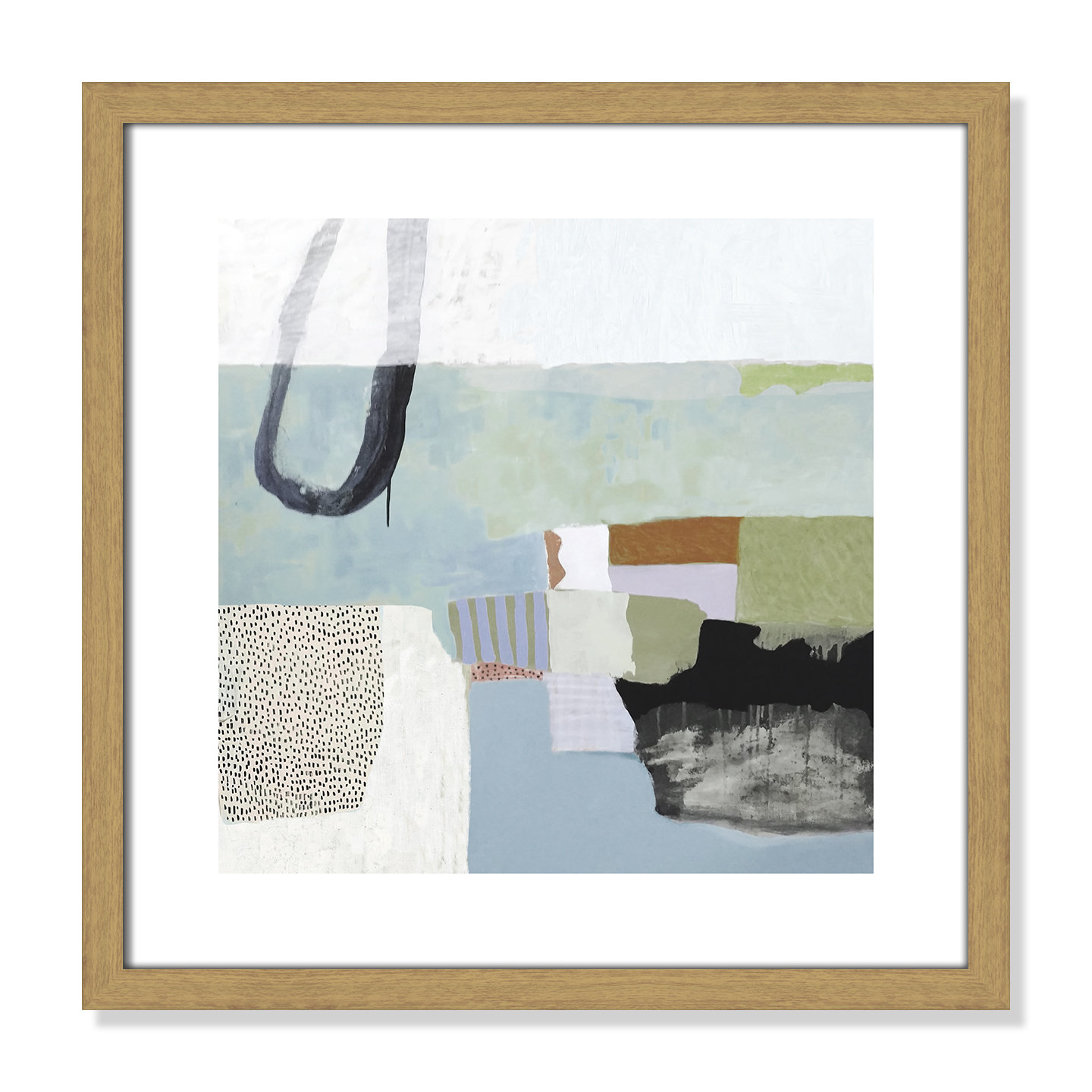 Concorde "Blue Rhythm" Painting by Nathaniel Mather, 18.25" H x 18.25" W x 0.75" D, Natural Wood Grain Framed Paper, White
