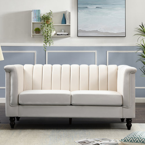 Beige Velvet Loveseats You'll Love | Wayfair