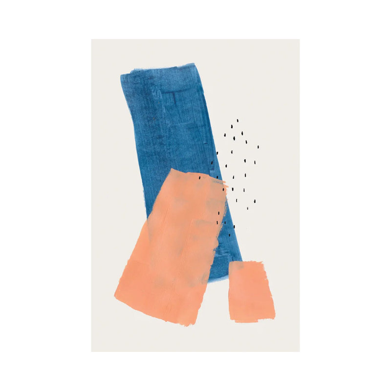 Navy Peach Shards 1 Piece Wrapped Canvas Painting, 66.04 cm H x 45.72 cm W x 1.91 cm D