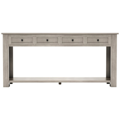 Console Table With Fashionable Style - Gray Wash And Storage Options Drawers Shelf Decoration