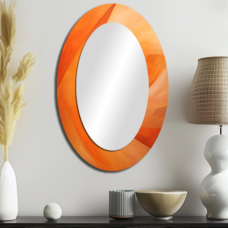 Tangerine Twist Spriral - Miroir mural moderne ovale, 36 po x 24 po