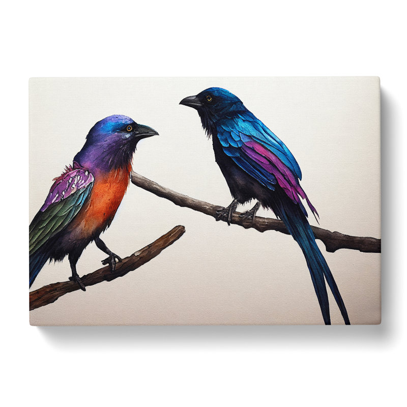 Crow Bird Watercolour Vol.3 - Wrapped Canvas, 35cm H x 50cm W x 3cm D