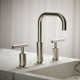 Purist® Widespread Faucet with Drain Assembly Low Lever Handles and Low Gooseneck Spout